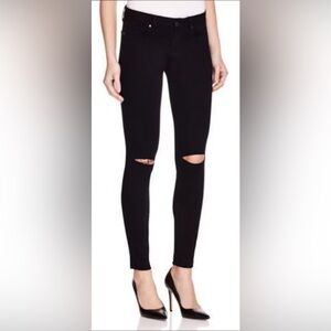 Women’s Paige Verdugo ankle skinny jeans black size 29 knee slashes